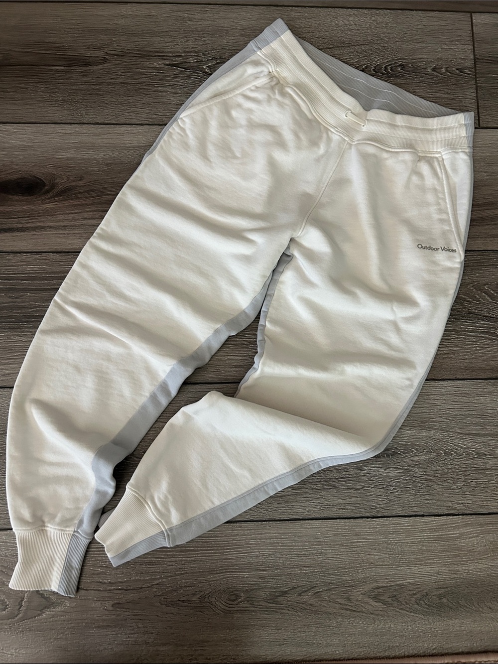 Outdoor Voices White and Gray Joggers